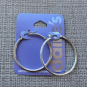 Claire’s 1.5” Silver Tone Hoop Earrings New